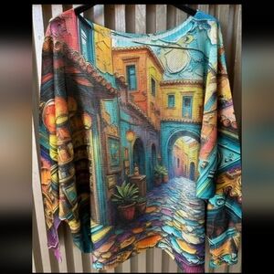 The Chandra Colorful Graphic Women's Top Made in Italy